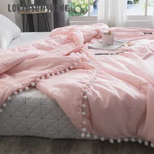 LOVINSUNSHINE – couverture à jet doux avec petite boule décorative, housse de couette lavée douce et chaude pour lit, avec climatisation, AB #138