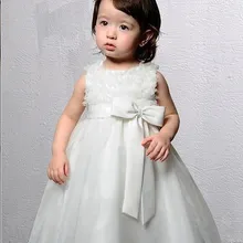 Свадебное Платье Партии девушки Pageant Платья Принцесса платья белый длинный лук органзы Цветок Девочки Платья