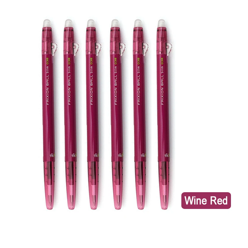 6 шт./лот Pilot 0,38 мм стираемая ручка гелевая ручка Kawaii FriXion шариковые тонкие ручки школьные и офисные канцелярские принадлежности японские LFBS-18UF - Цвет: Wine Red