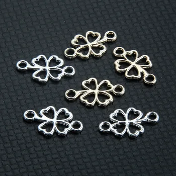 

20pcs/lot Gold/Silver Color Zinc Alloy Clover Connectors 12x20mm Ornament Decoration Charms Pendants DIY Jewelry Making Necklace