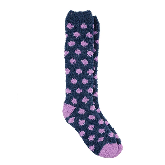 Высокие домашние женские носки, мягкие теплые весенне-зимние брендовые плотные полосатые компрессионные Чулочные изделия, длинные женские удобные домашние носки-Тапочки - Цвет: Purple Wave Point