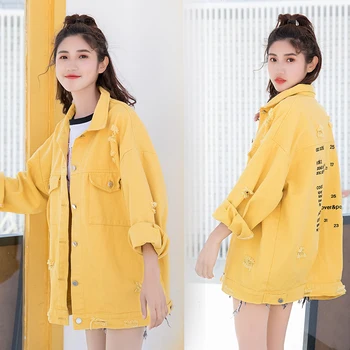 

2019 New Stylish Bomber Cowboy Jacket with Pockets Cotton Windbreaker Women Basic Coats Slim Fashion BF Student Outerwear NO838