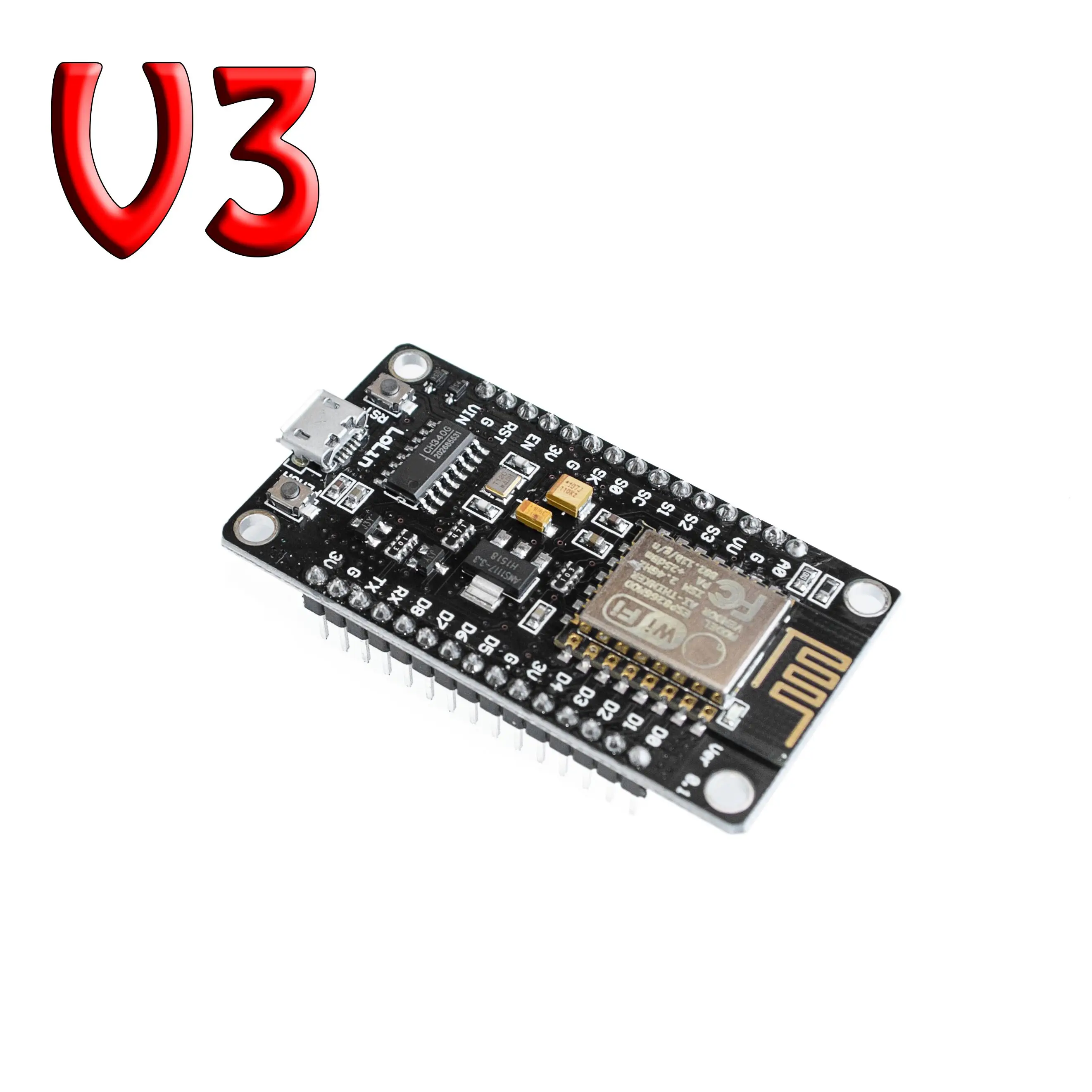 Беспроводной модуль NodeMcu v3 CH340 Lua wifi Интернет вещей макетная плата ESP8266 с pcb антенной и usb портом для Arduino