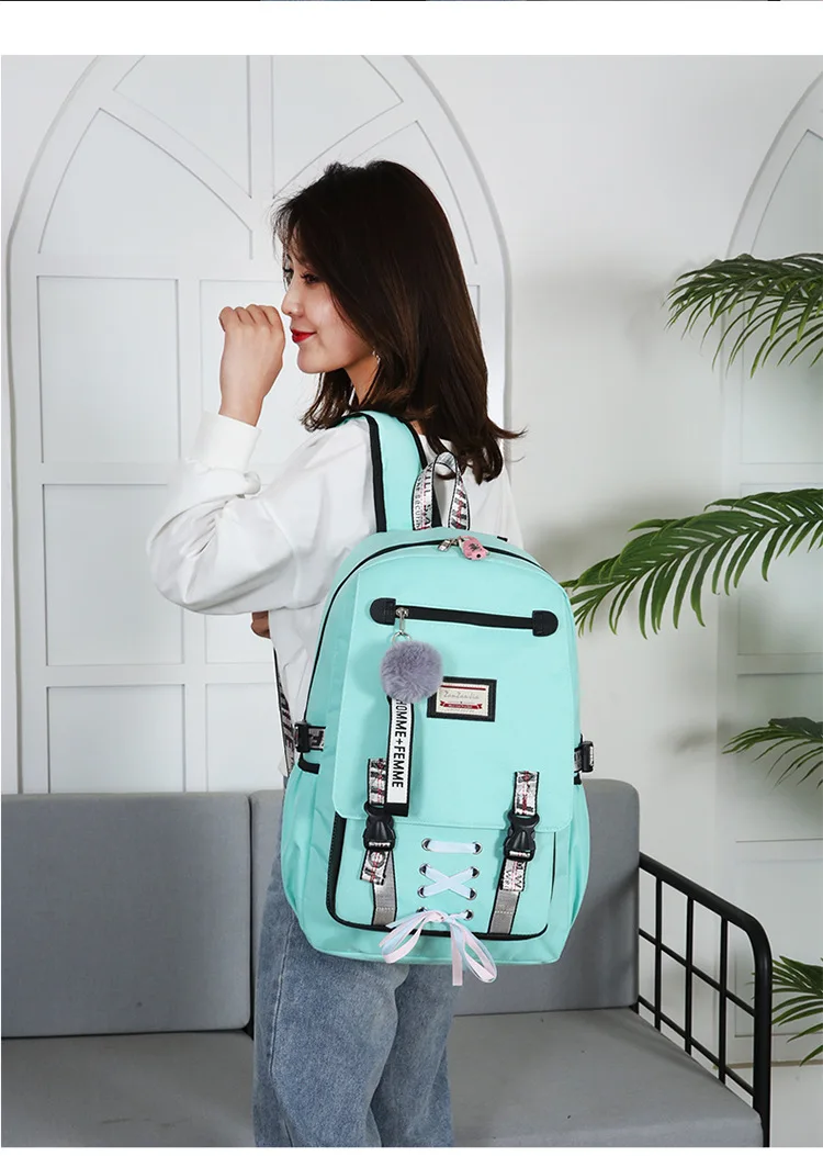 Backpacks School Bags For Teenagers Girls Student Women Larger Capacity Anti-theft USB Backpack Rucksack Female Travel Book Bags