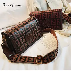 Роскошные дизайнерские сумки известный бренд для женщин сумка коричневый Винтаж Ретро сумочки буквы широкий сумка-мессенджер на плечевом