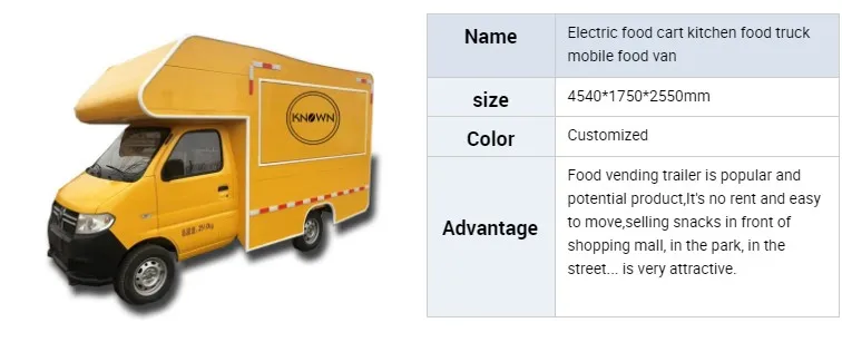 Горячая продажа может быть настроена электрическая тележка для пищевых продуктов Кухня Еда грузовик передвижной пищевой фургон в Китае