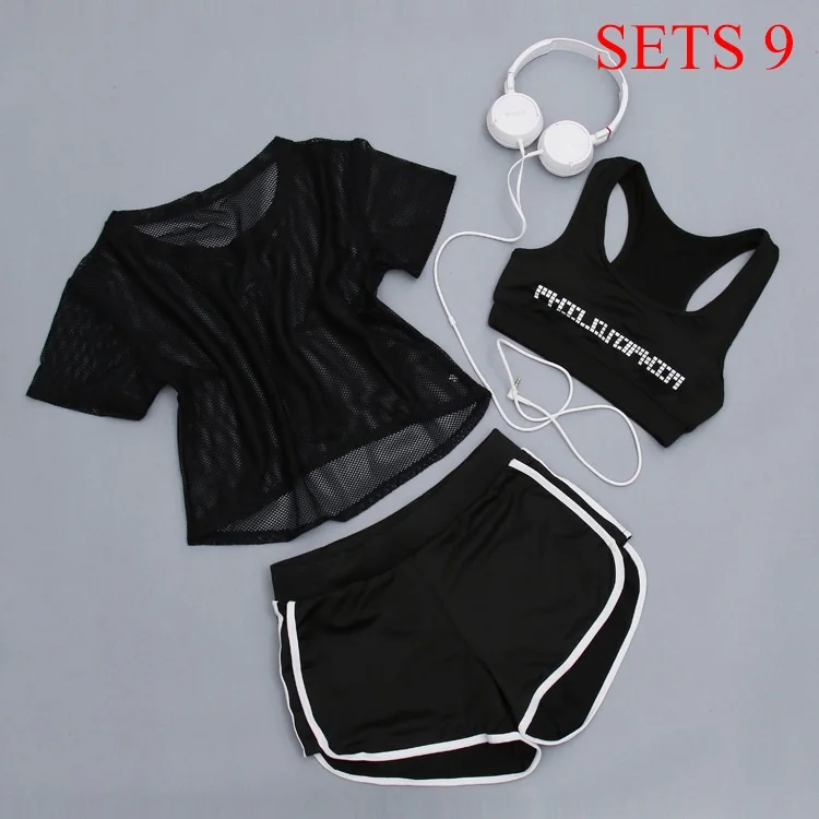 Women Sportwear 3 Pieces Suits Fitness Yoga Set T-Shirt&Bra&Shorts Sport Set Gym Clothes Sport Wear Training Suit Running,ZF197