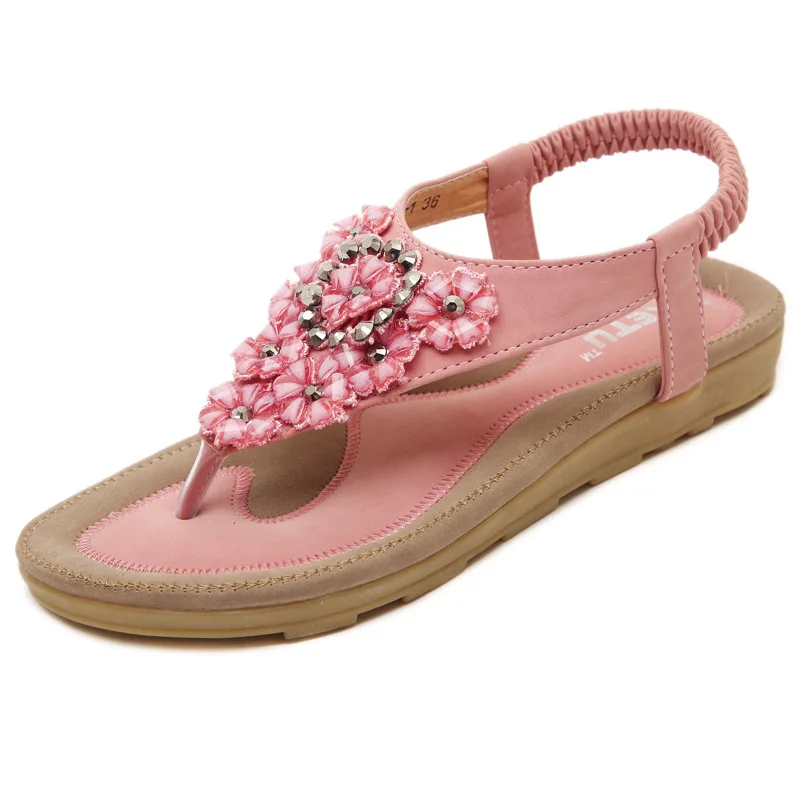 

Strong Zinc New Style Korean-Style Sandals Bohemian Flowers Crystal Students Shoes Flat Shoes Wholesale