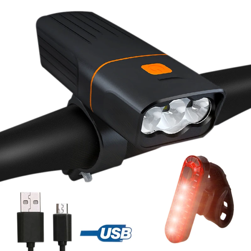 Водонепроницаемый T6 светодиодный передний велосипедный головной светильник 3 режима USB Перезаряжаемый велосипедный светильник внешний аккумулятор функция встроенный фонарь на батарейках