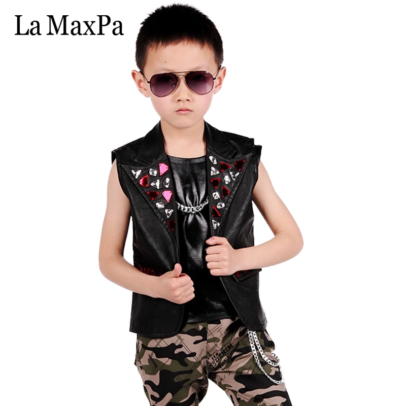 La MaxPa fashion boys kids baby blazers suits slim black sequins