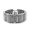 Men Women Hip hop Wide I Square Cross Shape Rhinestone Bracelet Bangle Bling Imitation Stone Chains Link Wristbands Fine Jewelry 5