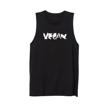 

Womens Vegan Spelled with Animals Print Workout Fitness Casual Tank Vest Tops
