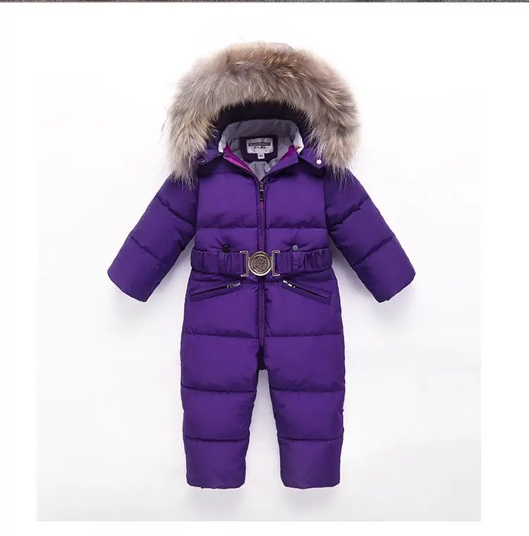 Зимний Детский комбинезон на утином пуху; зимний комбинезон; комбинезоны; детская плотная теплая куртка с капюшоном и натуральным мехом; детская верхняя одежда; костюм; Q41