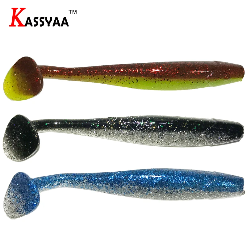 

KASSYAA 3pcs 110mm 9g T Tail Big Soft Bait Double Color Silicone Bass Minnow Fishing Lure Plastic Fishing Baits Wobblers KXY083