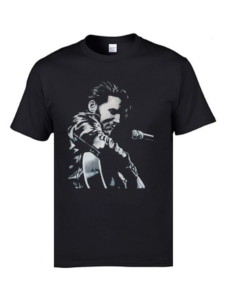 100% Cotton Fabric Men Short Sleeve Printed On T-shirts Printing Tops T Shirt Designer Casual Crew Neck T Shirts Elvis Presley   The King Is Back  9642 black