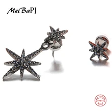 [MeiBaPJ] S925 серебро инкрустированные микро вставка асимметричные серьги звезды для женщин Мода индивидуальность Темперамент универсальная подарочная коробка