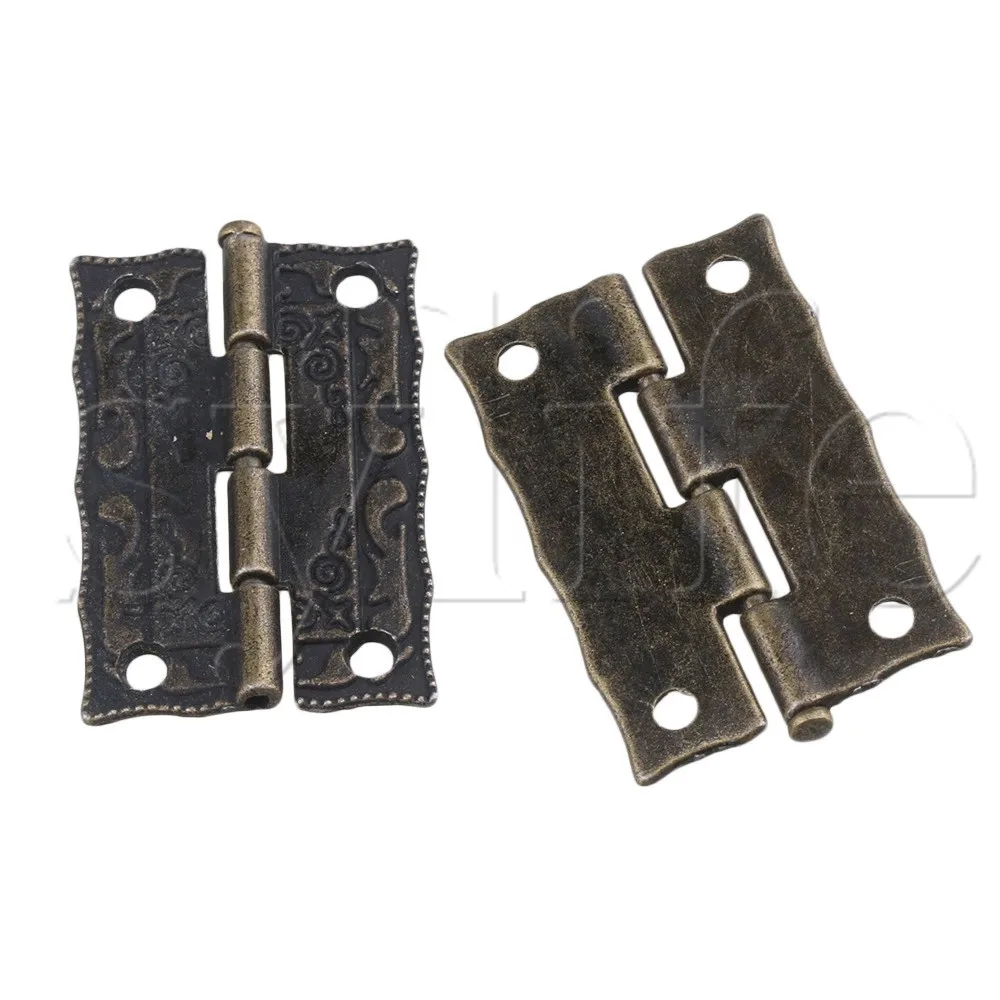 36x23mm Antique Alloy Cabinet Box Surface Hinges with Screws Set of 20