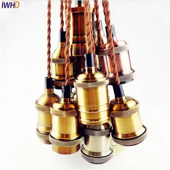 

IWHD Industrial E27 Lamp Holder E27 Socket Vintage Loft Lampholder Edison Base Vintage Loft Pendant Light With Wire And Chassis