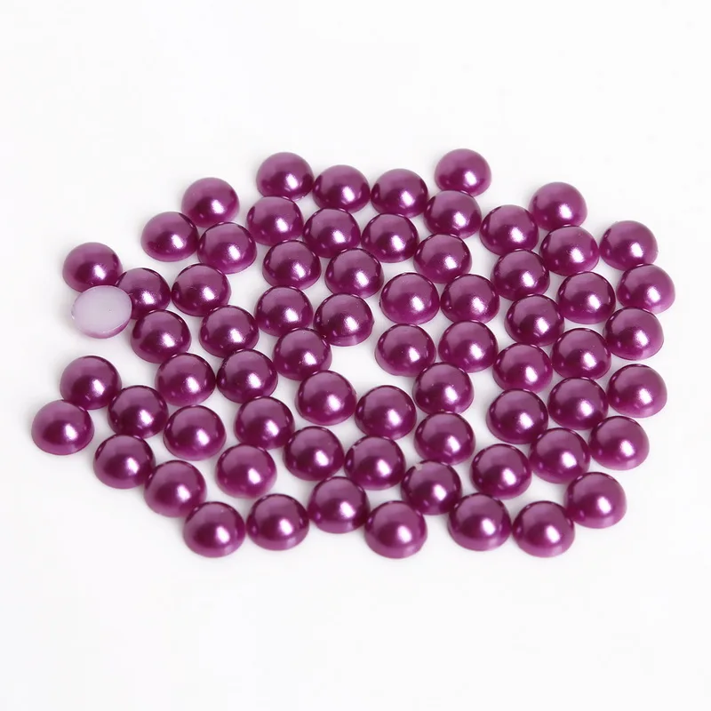 Разноцветные 8 мм, 200 шт, искусственный жемчуг из АБС-пластика, полукруглые жемчужины с плоской задней стороной, бусины для скрапбукинга, для украшения своими руками - Цвет: Dark Purple