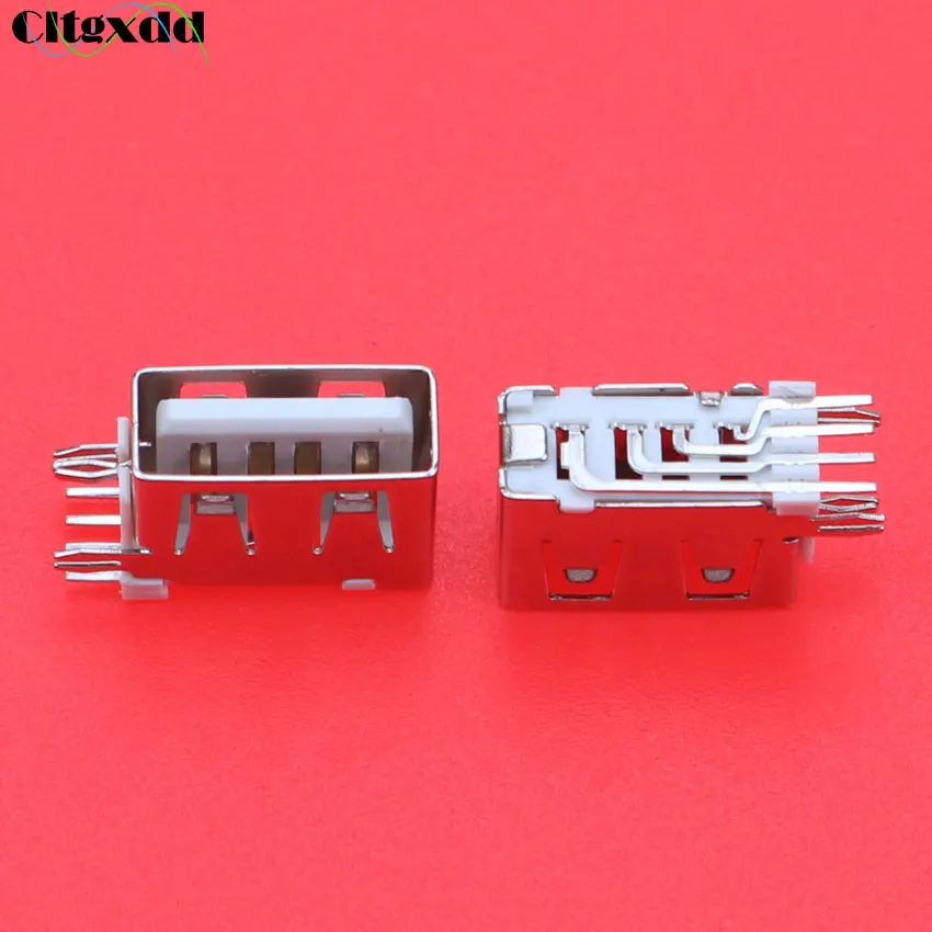 Cltgxdd 1PCS USB Type-A Female PCB Mount Socket Connector Vertical USB A Female Socket Jack Connector Flat 90 degree