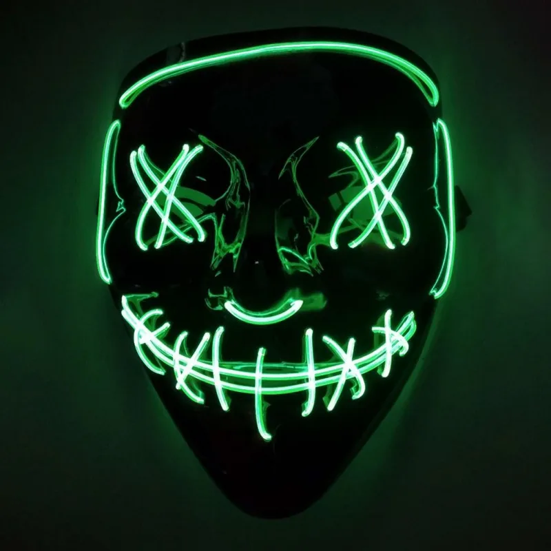Halloween EL Mask Purge Masks Election Mascara Costume DJ Party Light Up Masks Glow In Dark Movie Cosplay Payday Mask