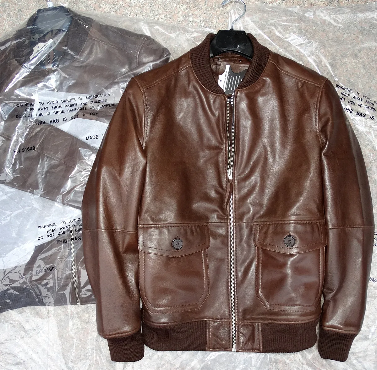 

man's genuine real natural lamb sheepskin leather coat military pilot jacket for male cotton padded o-neck brown plus size xxxl