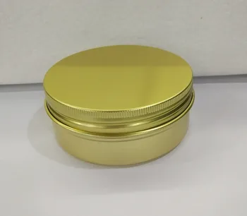 

Free shipping 50pcs/lot gold color 200g Aluminum Jar Container 200ml Gold Cream Jar Metal Round Tin Hair Wax Cosmetic Packaging