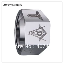 США Лидер продаж 12 мм Ширина Для мужчин группа многообразны Вольфрам карбида масонской мастер С масоном Дизайн кольцо