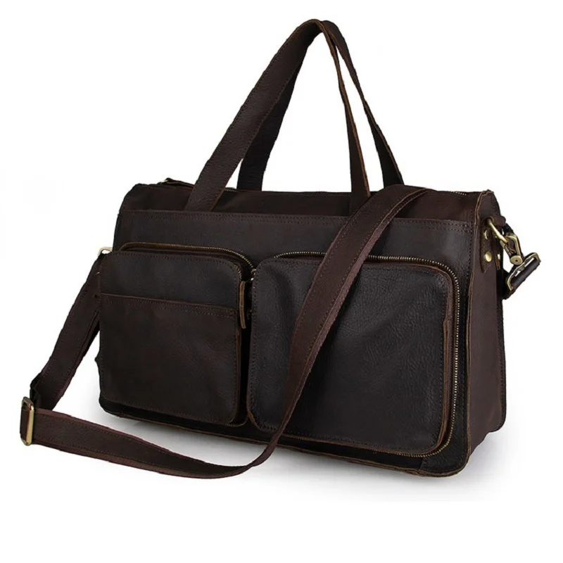 J.M.D Men/'s Genuine Leather Briefcase Huge-Roomy Messenger Handbag Dark Brown