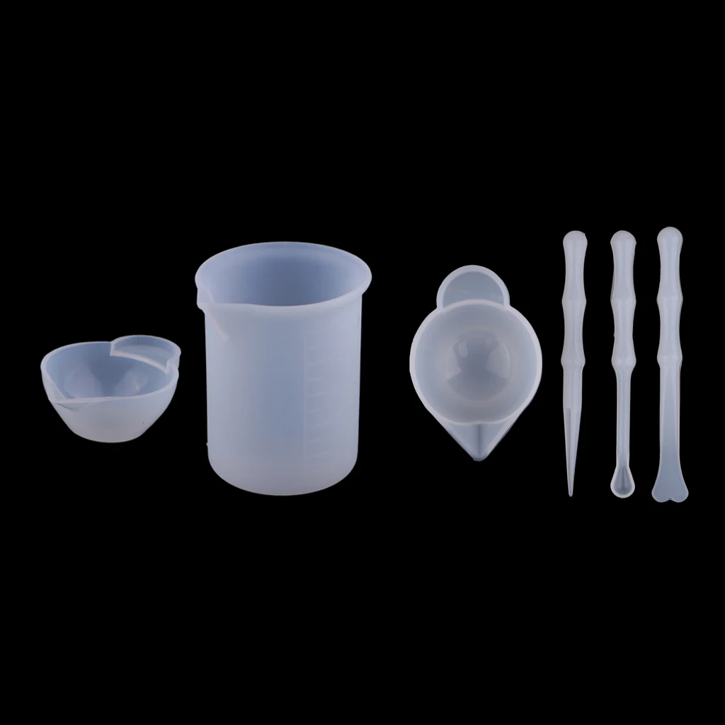 6pcs Silicone Reusable Mixing Measuring Cups Liquid Epoxy Resin Stirring Distribution Hobby Casting Jewelry Making DIY Tools