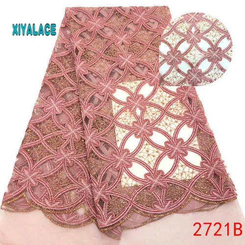 Африканская кружевная ткань высокого качества нигерийские кружевные ткани органза блестки расшитый французский фатин кружевная ткань YA2721B-1 - Цвет: 2721B-3