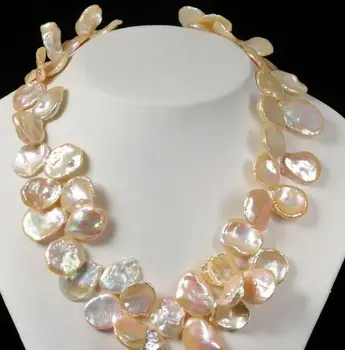 

new design natural south sea gold pink pearl necklace 18inch k