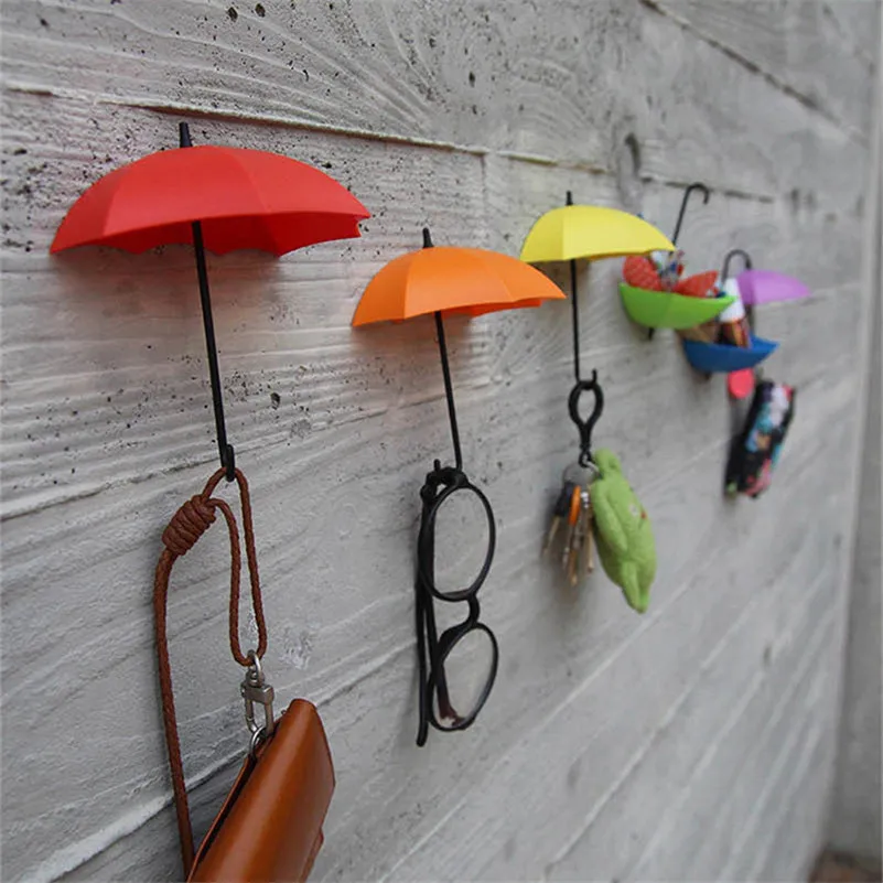 

3pcs/lot Umbrella Shaped Creative Key Hanger Rack Decorative Holder Wall Hook Kitchen Organizer Bathroom Accessory Bathroom Tool