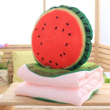 Creative 3D Watermelon Kiwi Print Pillow Fruit Cushion Car Office Airconditional 2 in 1 Pillow Quilt
