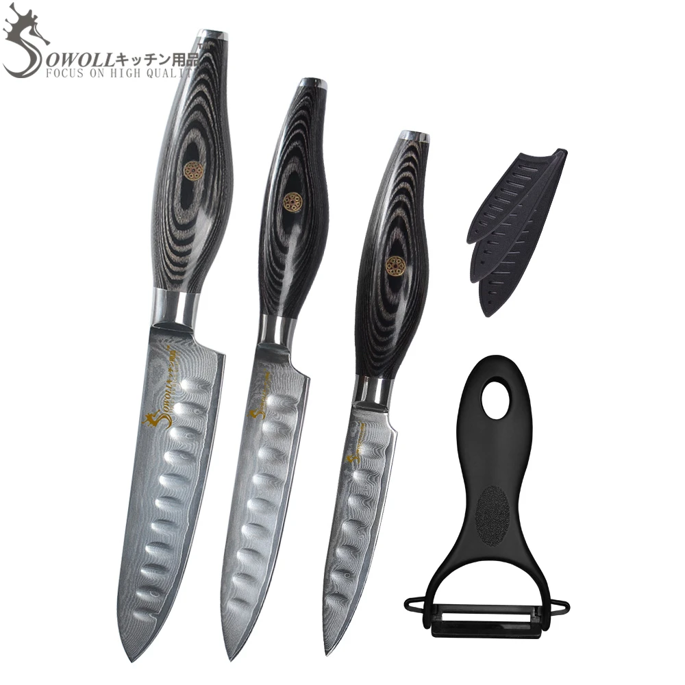 SOWOLL 4" 5" 6" Damascus Kitchen Knife 67 layers VG10 Steel Cooking