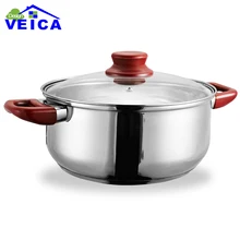 Высокое качество 24 см сварки полировки нержавеющей серебро Сталь комплект толстой Пособия по кулинарии горшок постановил