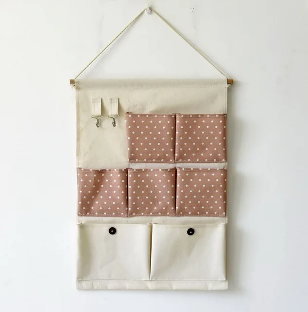 New Natural Hanging Storage Pockets Cotton Linen 7 Pockets Organizer