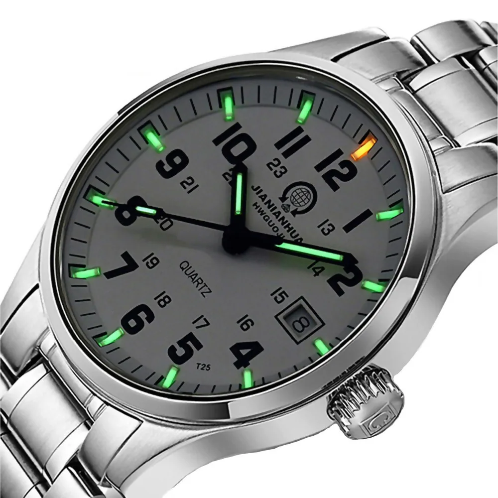 Carnival Mens H3 Tritium Watch Men Luminous Sapphire Glass Steel Band