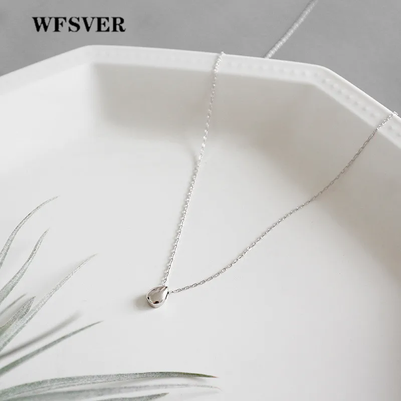 

WFSVER korea style 925 sterling silver cross chain water drop shape pendant necklace for women fashion necklace jewelry gift