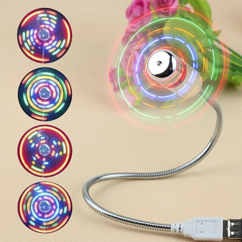 

Mini Portable Flexible Colorful LED Light USB Cooling Fan for Desktop Computer Notebook PC EM88