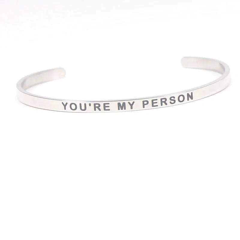 4 мм "YOU'RE MY PERSON" великолепное предложение Браслет манжета нержавеющая сталь Персонализация мантра браслеты для подарок ко Дню Святого Валентина