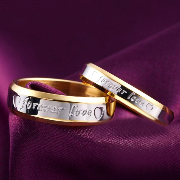 Stainless Steel Couple Rings For Women Men's Wedding Ring Color Plated Love Engraved Bridal Rings Sets Female Jewelry Alliance