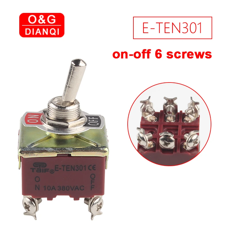 

Toggle Switch 2Positions On-Off 6Feet 12mm 10A 380V Rocker Switch for Boat E-TEN301 Car Rocker Switch Truck Toggle Switch