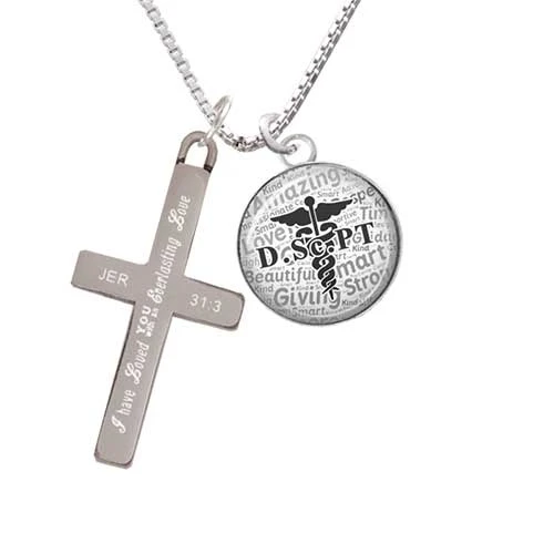 Domed Black DScPT - Everlasting Love - Cross Necklace (1)