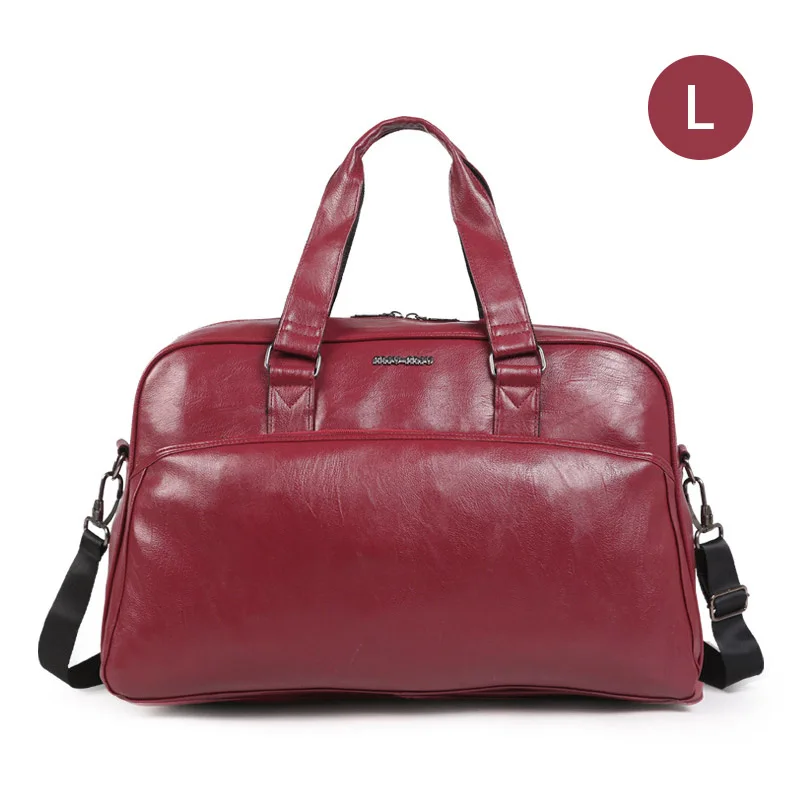 Мужская черная Дорожная сумка, водонепроницаемая кожаная сумка, большая Вместительная дорожная сумка, многофункциональная сумка-тоут, повседневная сумка через плечо, XA213ZC - Цвет: Wine red L