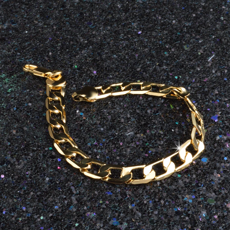 Классический мужской браслет цепочка 6/8/10 мм золотой цвет|bracelet gold|gold colorgold bracelet