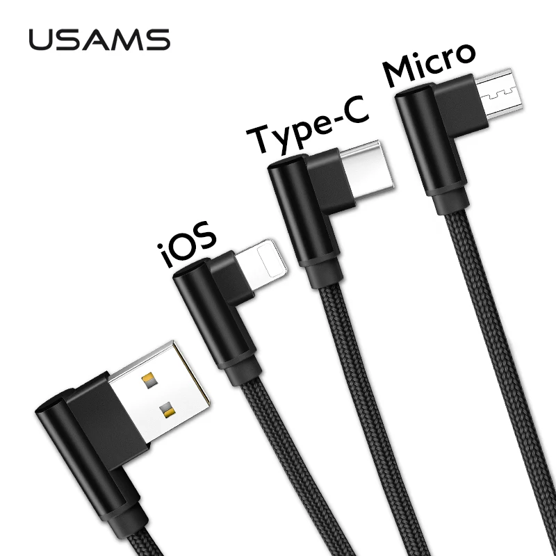 Goede USAMS 3in1 Usb kabel voor Mobiele Telefoon Micro USB Type C Lader Kabel voor iPhone Samsung 6 Oplaadkabel Micro USB Charger Cord