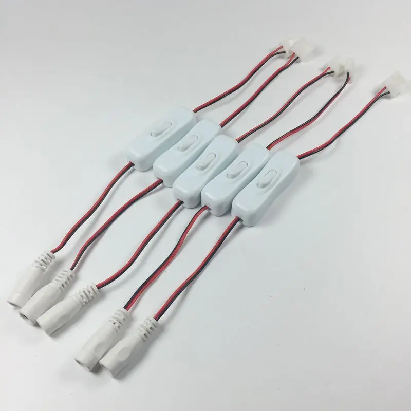 

DC Female connector with switch , led connector 2Pin for strips 5050 led grow light 10mm no soldering, 5pcs/lot