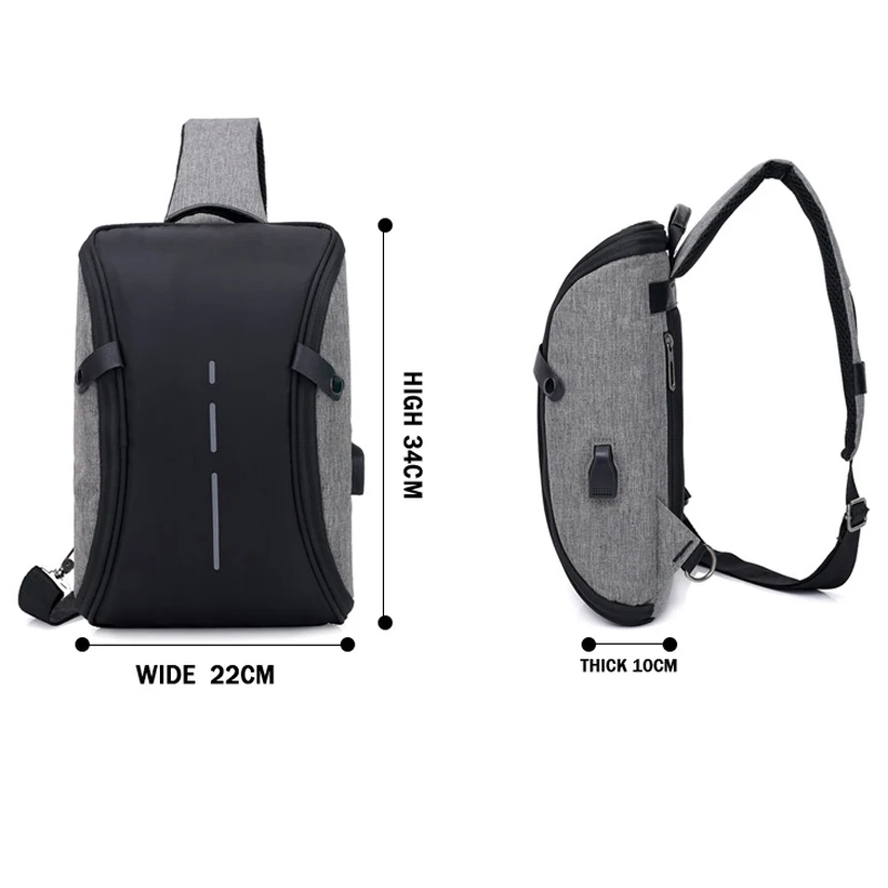 Рюкзак сумка мужская нагрудная сумка usb сумка с зарядкой для путешествий на открытом воздухе водонепроницаемая деловая Повседневная нагрудная сумка