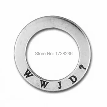 

Personalized Customized Design Finish Antique WWJD Affirmation Message Ring Circle Charm